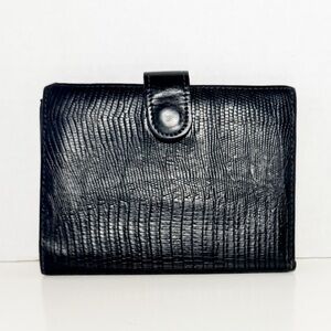 Vintage Princess Gardner Elegant Black Reptile Embossed Wallet, Kiss-Lock